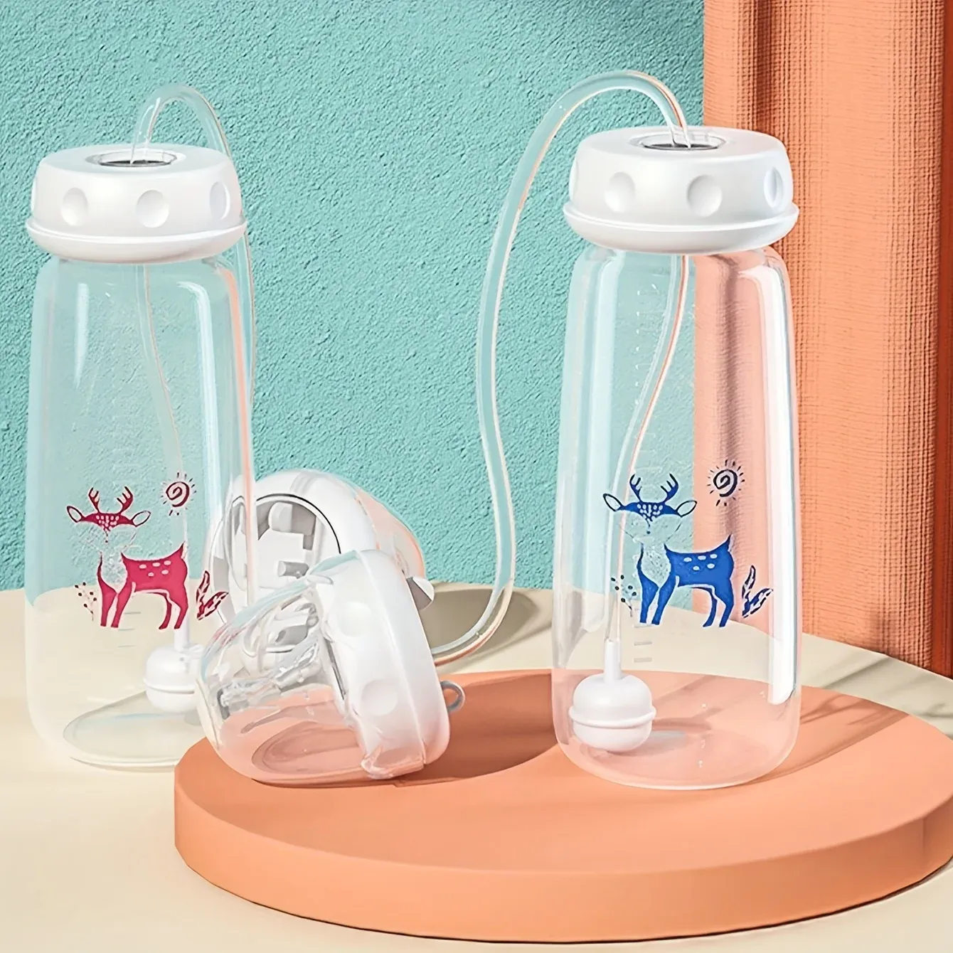 8oz/240ml PP Baby Bottle with Straw Brush - Hands-Free Feeding Set for Easy Mealtime for Infants thumbnail 2
