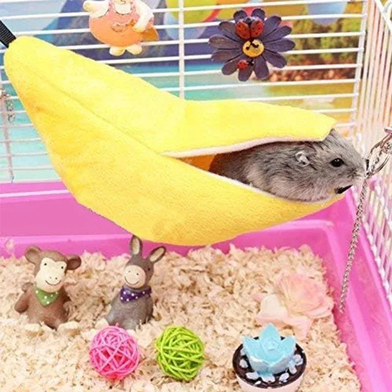 Cozy Banana Hammock Bed for Small Pets - Warm, Soft Cage Nest for Hamsters, Sugar Gliders, Mice, and Small Birds - Comfortable Pet Accessory thumbnail 3