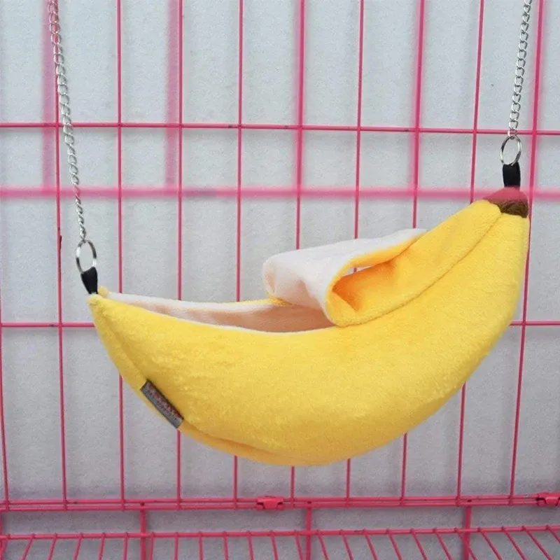 Cozy Banana Hammock Bed for Small Pets - Warm, Soft Cage Nest for Hamsters, Sugar Gliders, Mice, and Small Birds - Comfortable Pet Accessory thumbnail 1