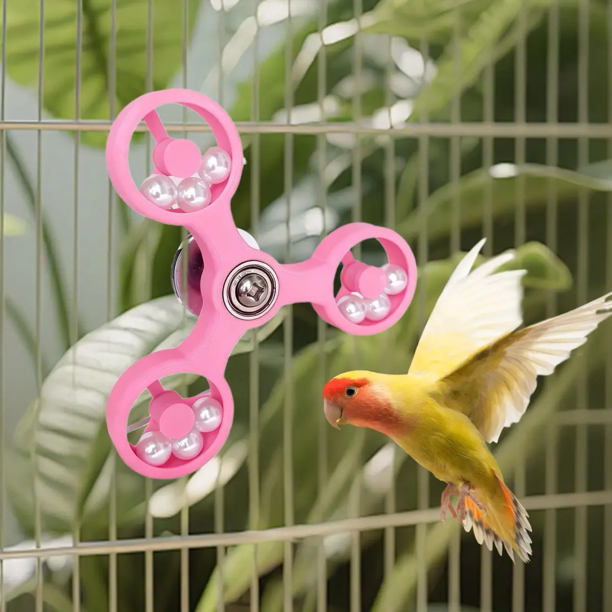 Interactive Bird Spinner Wheel Toy for Parrots - Durable ABS & Iron Cage Accessory for Cockatiel, Conure, Parakeet, Budgie Mental Enrichment & Play showcase 8