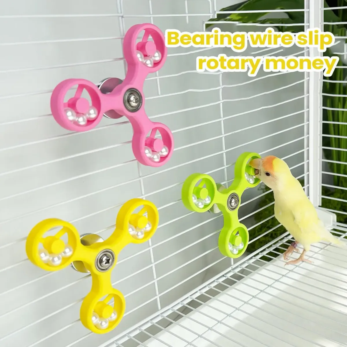 Interactive Bird Spinner Wheel Toy for Parrots - Durable ABS & Iron Cage Accessory for Cockatiel, Conure, Parakeet, Budgie Mental Enrichment & Play showcase 1