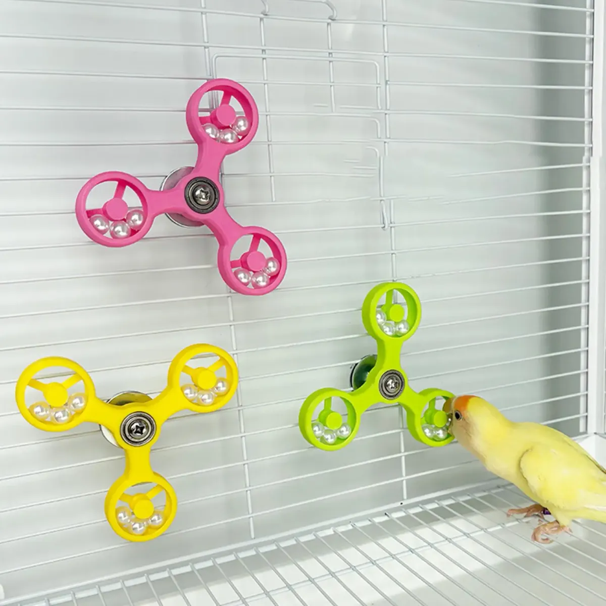 Interactive Bird Spinner Wheel Toy for Parrots - Durable ABS & Iron Cage Accessory for Cockatiel, Conure, Parakeet, Budgie Mental Enrichment & Play showcase 9