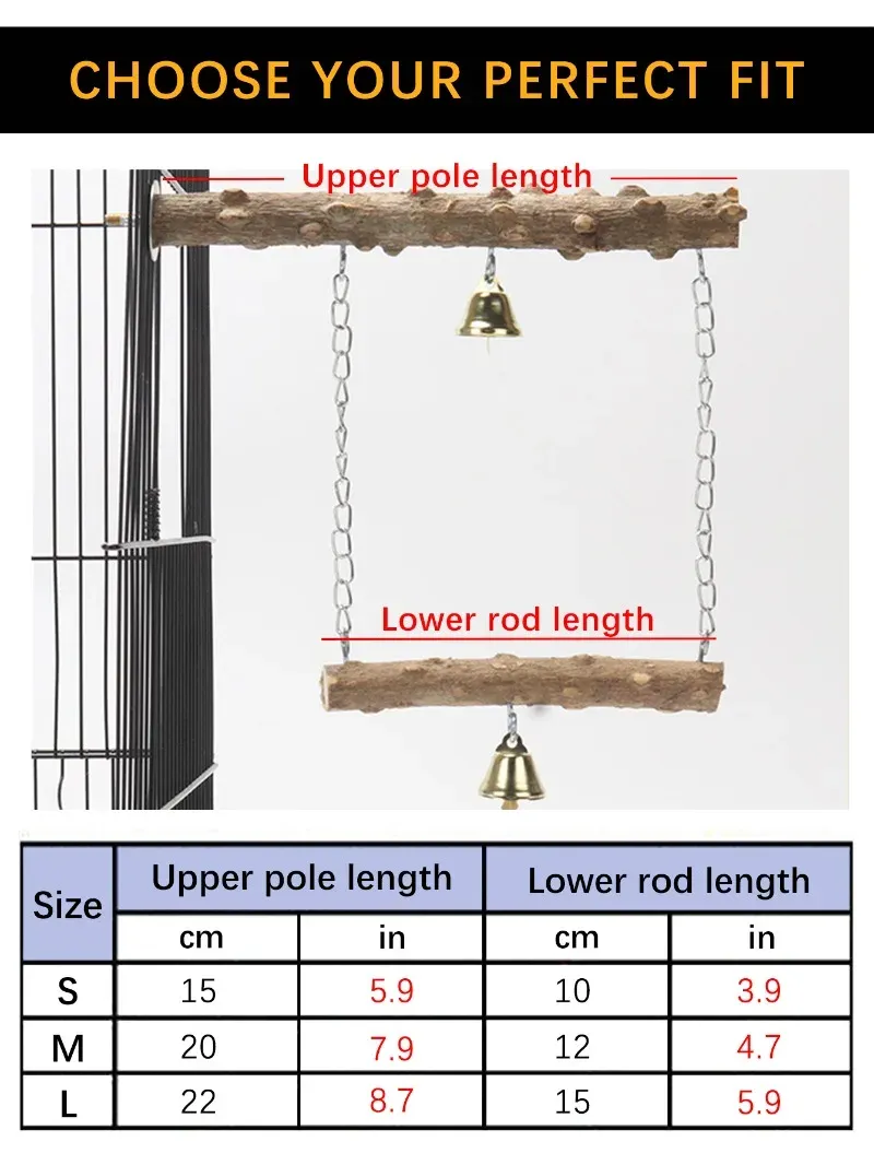 Wooden Parrot Stand Perch with Double Layer Toy for Birds - Tiger Skin Claw & Beak Grinding, Cage Accessories for Parrots & Small Birds showcase 2