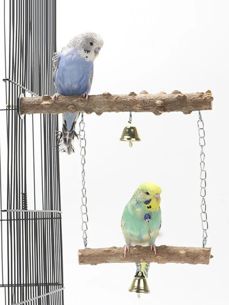 Wooden Parrot Stand Perch with Double Layer Toy for Birds - Tiger Skin Claw & Beak Grinding, Cage Accessories for Parrots & Small Birds showcase 9