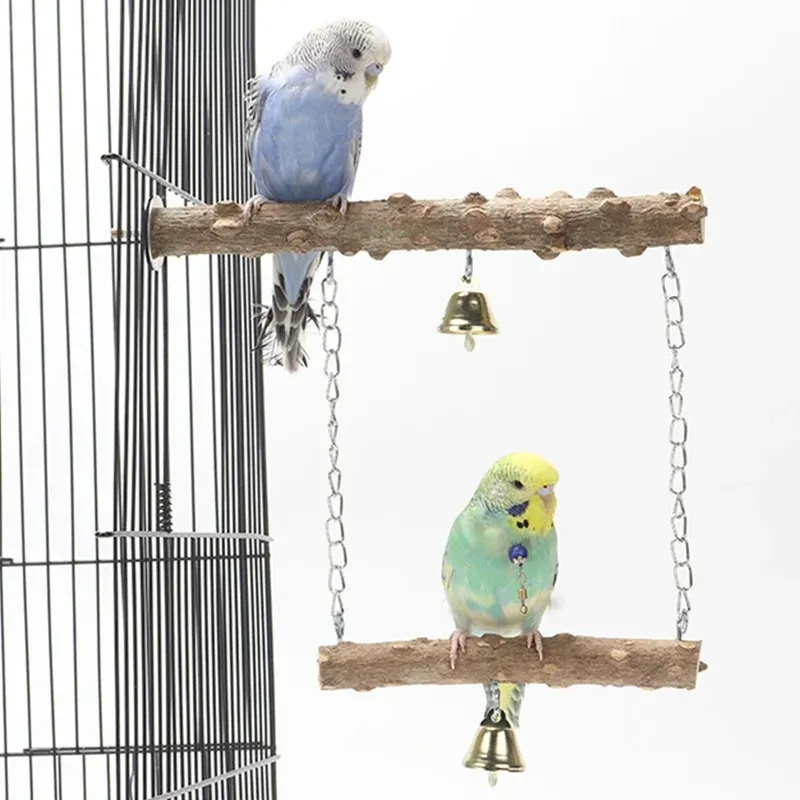 Wooden Parrot Stand Perch with Double Layer Toy for Birds - Tiger Skin Claw & Beak Grinding, Cage Accessories for Parrots & Small Birds showcase 6