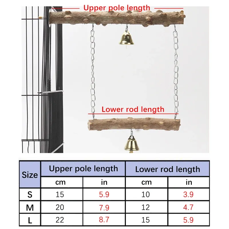 Wooden Parrot Stand Perch with Double Layer Toy for Birds - Tiger Skin Claw & Beak Grinding, Cage Accessories for Parrots & Small Birds thumbnail 6