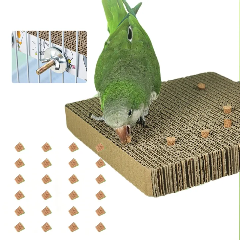 Bird Paper Shredding Toy with Cork Perch Platform - Fun Foraging & Chewing Accessory for Small Parakeets, Cockatiels, Conures, and Cages thumbnail 1