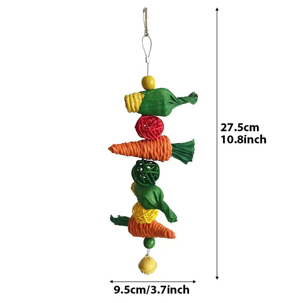 Natural Chew Toys for Small Pets: Rabbit, Hamster, Parrot - Apple Branch, Straw Rope, Corn Rattan Ball - Bird Cage Hanging Accessories thumbnail 3