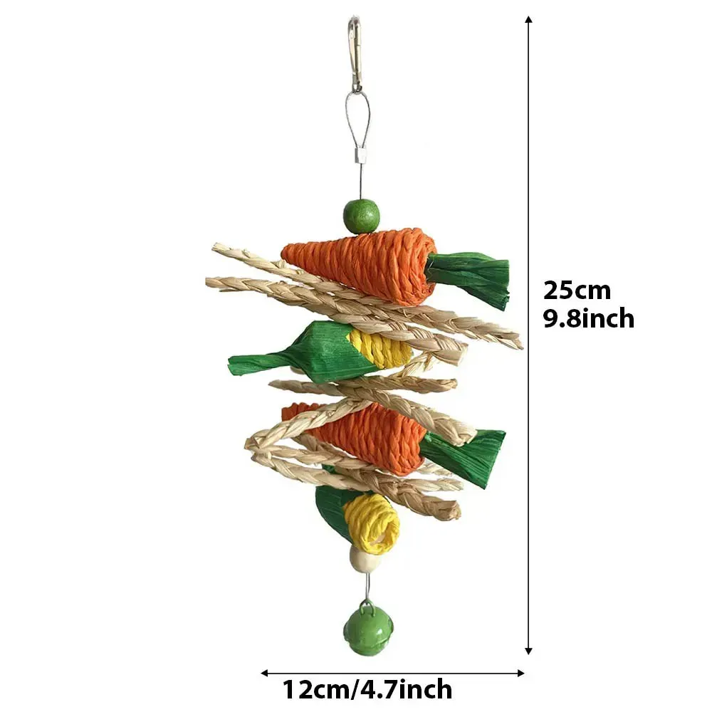 Natural Chew Toys for Small Pets: Rabbit, Hamster, Parrot - Apple Branch, Straw Rope, Corn Rattan Ball - Bird Cage Hanging Accessories showcase 5