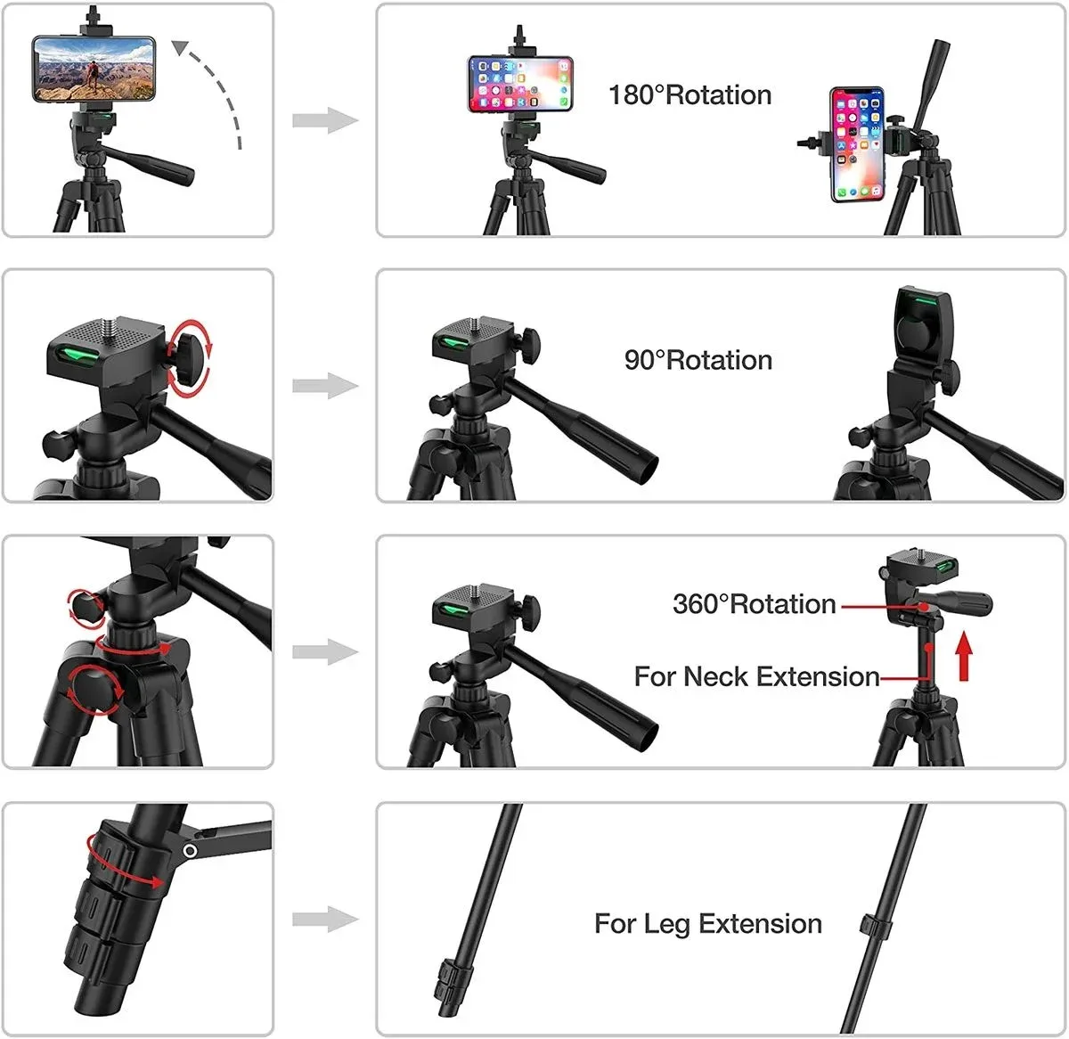 102cm Universal Phone Tripod Stand with Bluetooth Remote - Professional Video Recording & Photography Holder for Smartphones and Cameras thumbnail 2