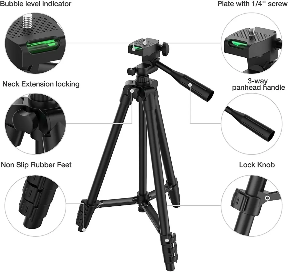 102cm Universal Phone Tripod Stand with Bluetooth Remote - Professional Video Recording & Photography Holder for Smartphones and Cameras showcase 3