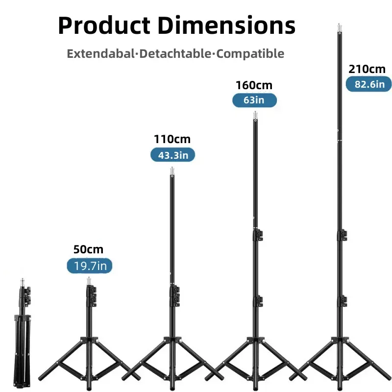 Heavy Duty Metal Alloy Light Stand 160cm Tripod for Photo Studio Softbox Video Flash Reflector Lighting Background Stand with 1/4" Interface and Storage Bag showcase 1