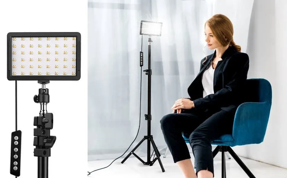 Portable LED Video Light Kit with Tripod Stand & RGB Filters - 70 LEDs, 5600K, USB Powered, Adjustable Height for Studio Filming, YouTube, Photography, and Product Display showcase 3