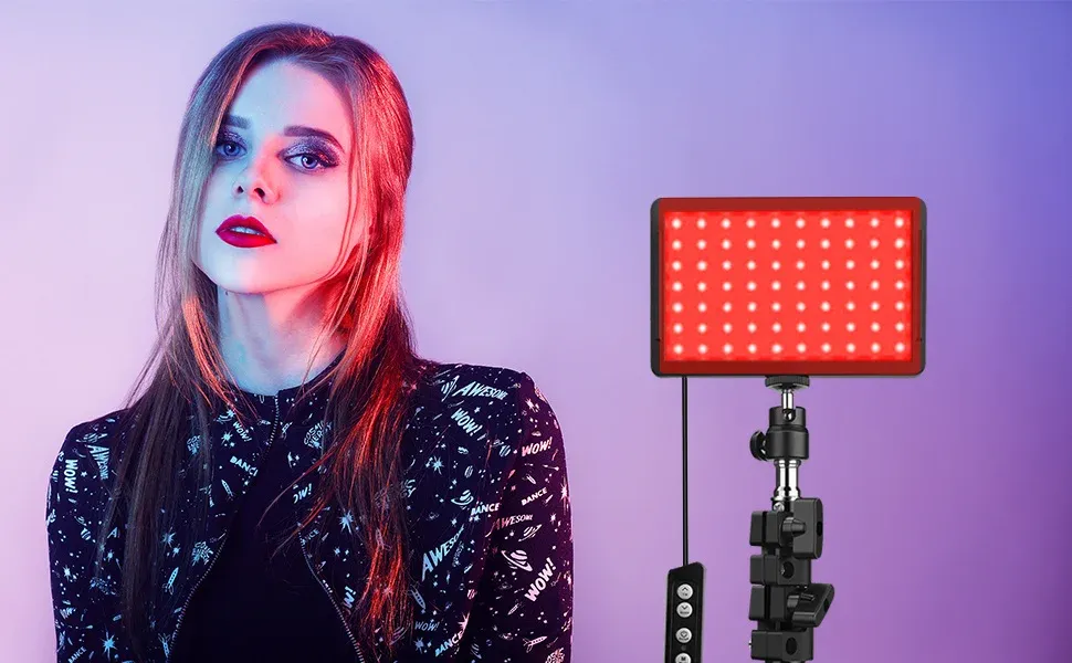 Portable LED Video Light Kit with Tripod Stand & RGB Filters - 70 LEDs, 5600K, USB Powered, Adjustable Height for Studio Filming, YouTube, Photography, and Product Display showcase 4