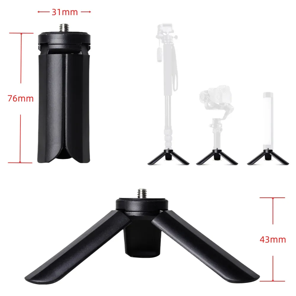 Portable Mini Table Tripod Stand with 1/4" Screw - Ideal for GoPro, Cameras, Phones, Ring Lights, Gimbals & Vlogging