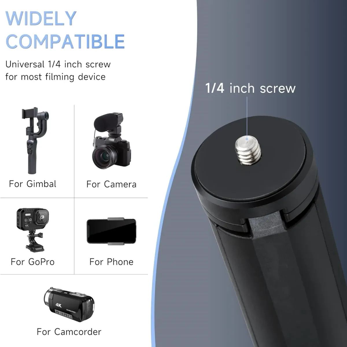 Portable Mini Table Tripod Stand with 1/4" Screw - Ideal for GoPro, Cameras, Phones, Ring Lights, Gimbals & Vlogging showcase 4