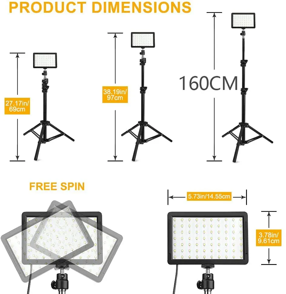 Portable LED Video Light Kit with Tripod Stand & RGB Filters - 70 LEDs, 10W, 5600K, USB Powered for Studio Photography, YouTube Streaming, Product Shoots thumbnail 4