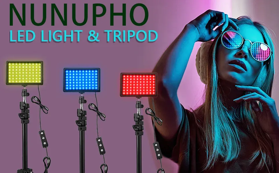 Portable LED Video Light Kit with Tripod Stand & RGB Filters - 70 LEDs, 10W, 5600K, USB Powered for Studio Photography, YouTube Streaming, Product Shoots showcase 1