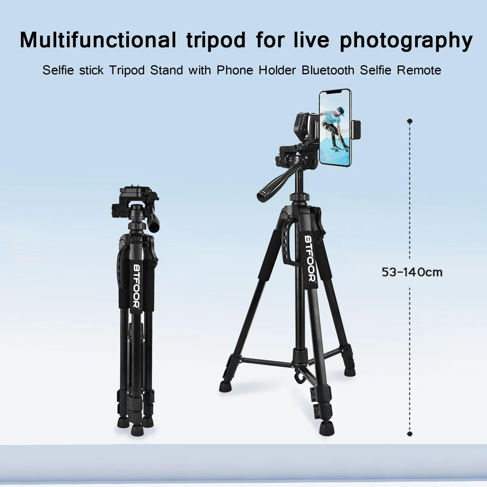 Professional 55" 140cm Aluminum Tripod Stand with Quick Release Plates and Pan Head for Canon Nikon DSLR SLR Digital Cameras, Ideal for Travel and Self-Recording thumbnail 2