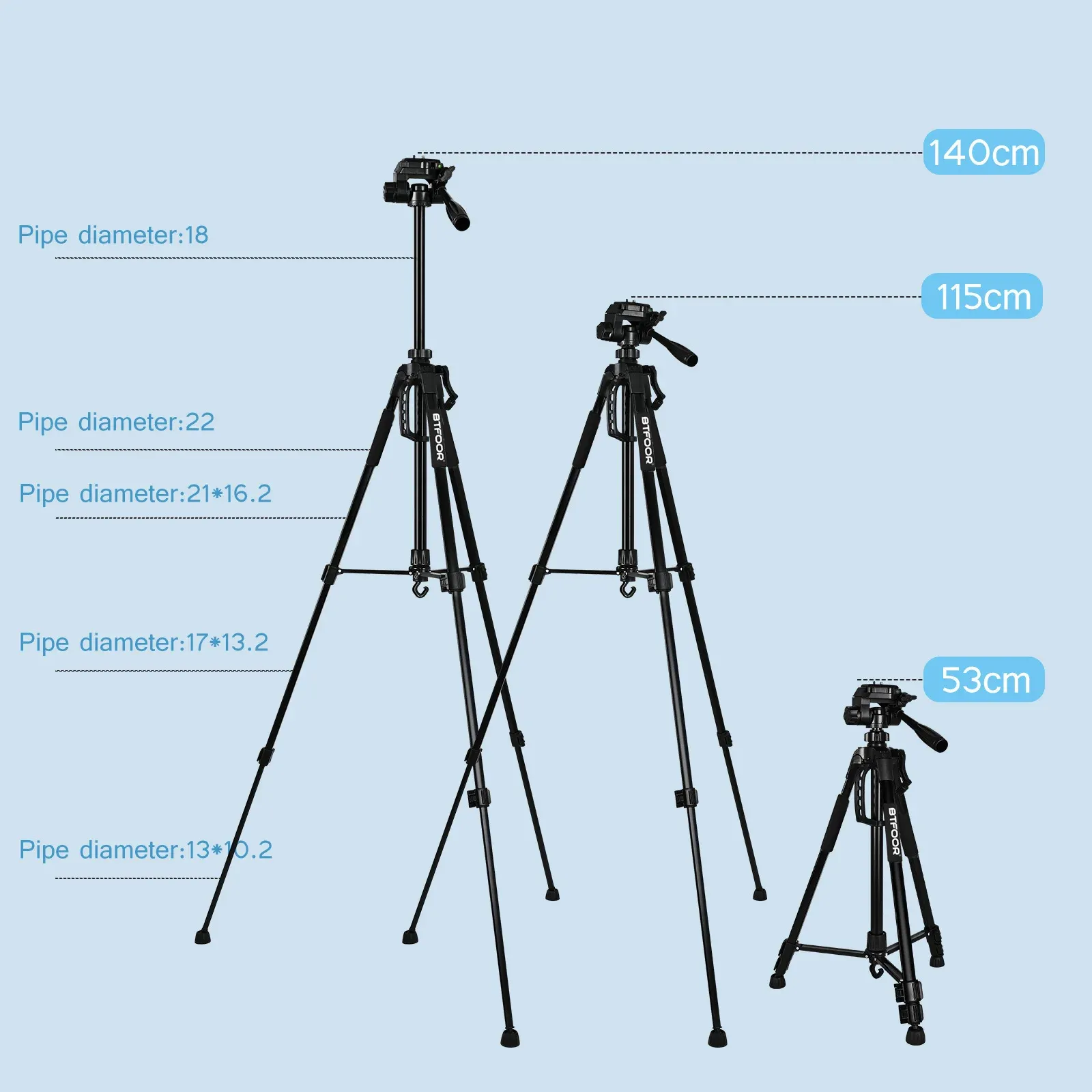 Professional 55" 140cm Aluminum Tripod Stand with Quick Release Plates and Pan Head for Canon Nikon DSLR SLR Digital Cameras, Ideal for Travel and Self-Recording thumbnail 5