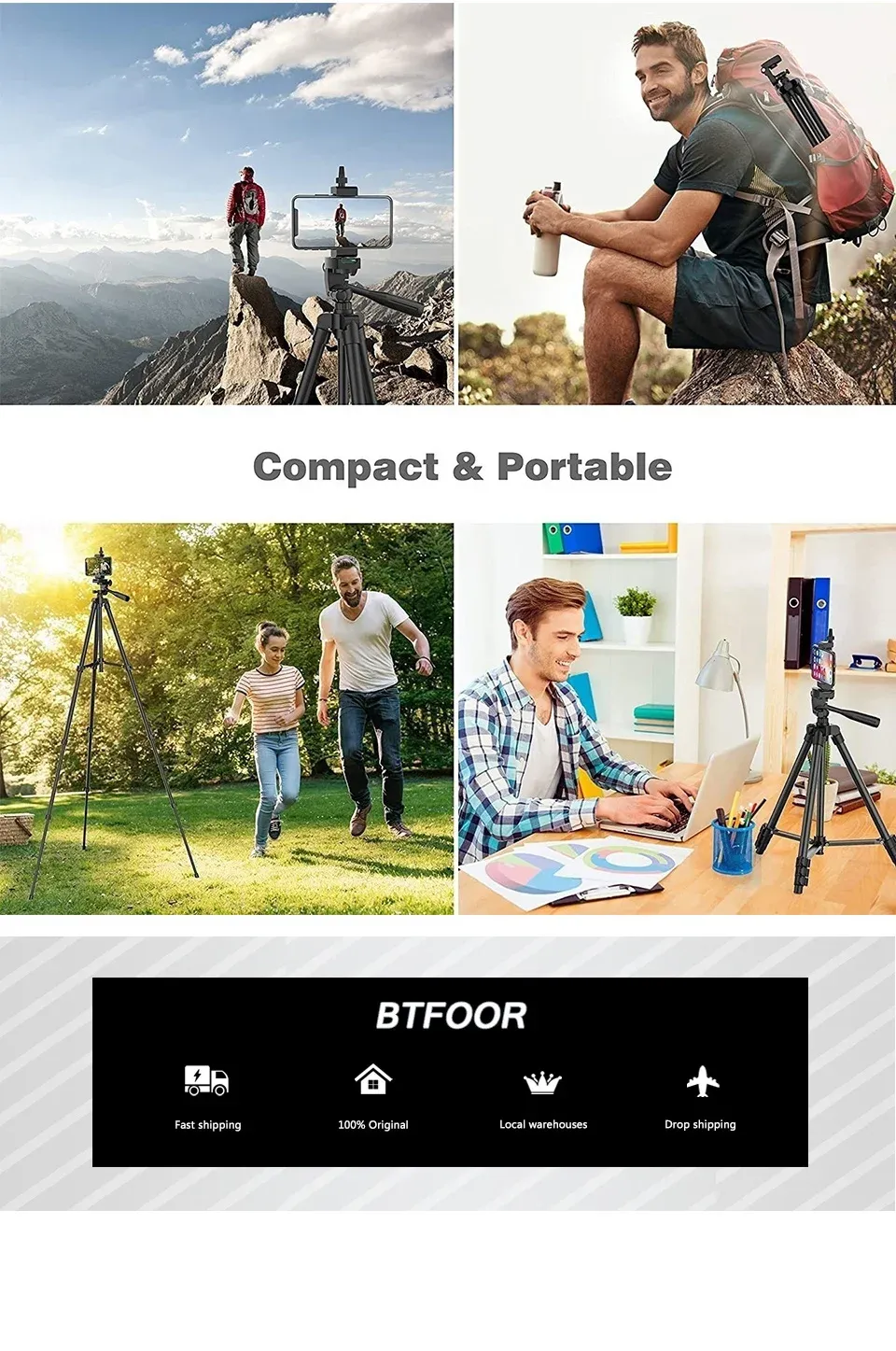 Professional 55" 140cm Aluminum Tripod Stand with Quick Release Plates and Pan Head for Canon Nikon DSLR SLR Digital Cameras, Ideal for Travel and Self-Recording showcase 7