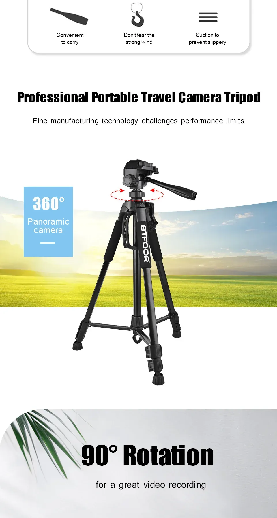 Professional 55" 140cm Aluminum Tripod Stand with Quick Release Plates and Pan Head for Canon Nikon DSLR SLR Digital Cameras, Ideal for Travel and Self-Recording showcase 2