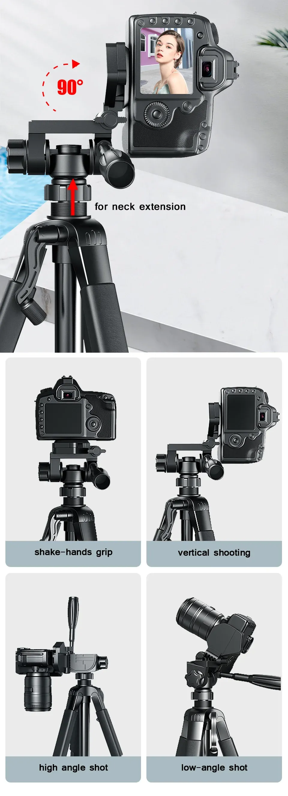 Professional 55" 140cm Aluminum Tripod Stand with Quick Release Plates and Pan Head for Canon Nikon DSLR SLR Digital Cameras, Ideal for Travel and Self-Recording showcase 3