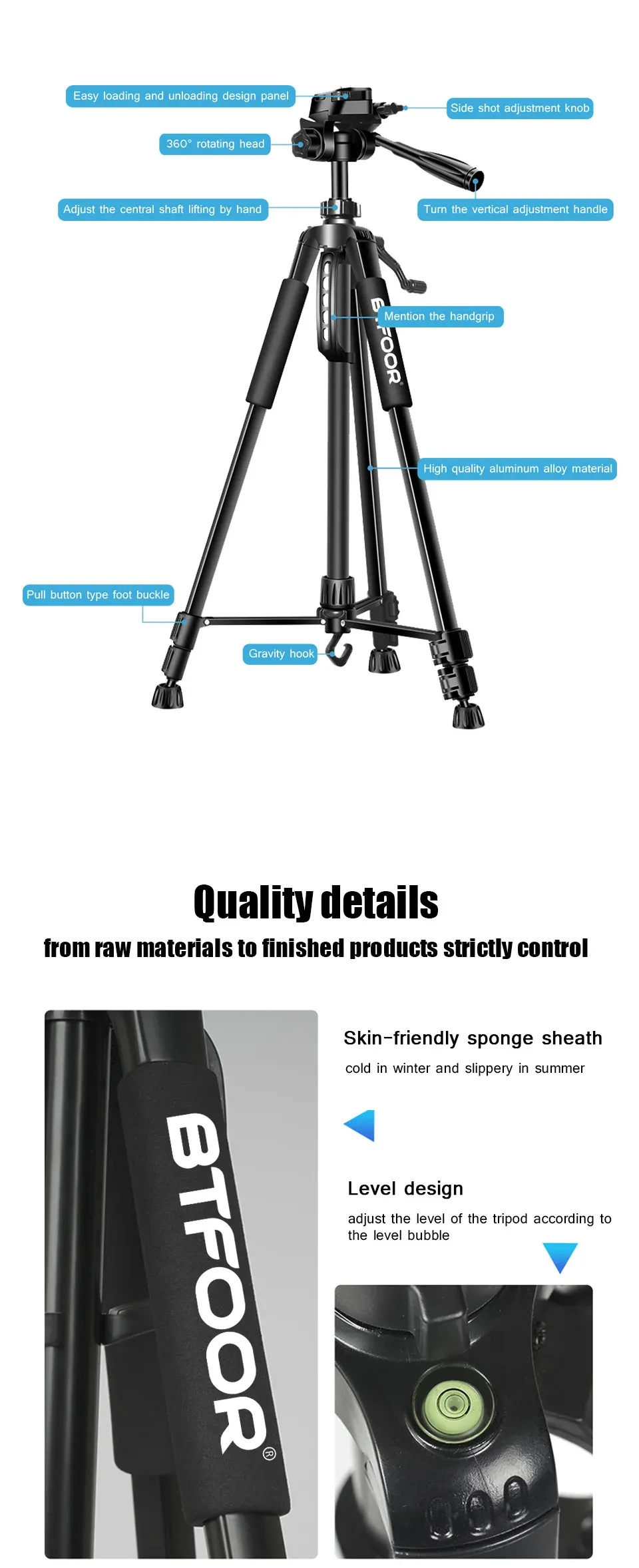 Professional 55" 140cm Aluminum Tripod Stand with Quick Release Plates and Pan Head for Canon Nikon DSLR SLR Digital Cameras, Ideal for Travel and Self-Recording showcase 5