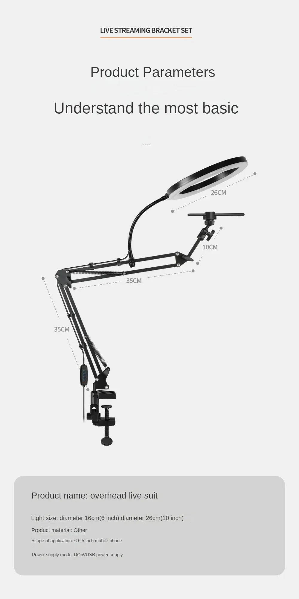 Professional Live Stand for Mobile Phones with Overhead Lighting, Fixed Shooting Camera Mount, Video Recording Selfie Stick for Content Creators showcase 7