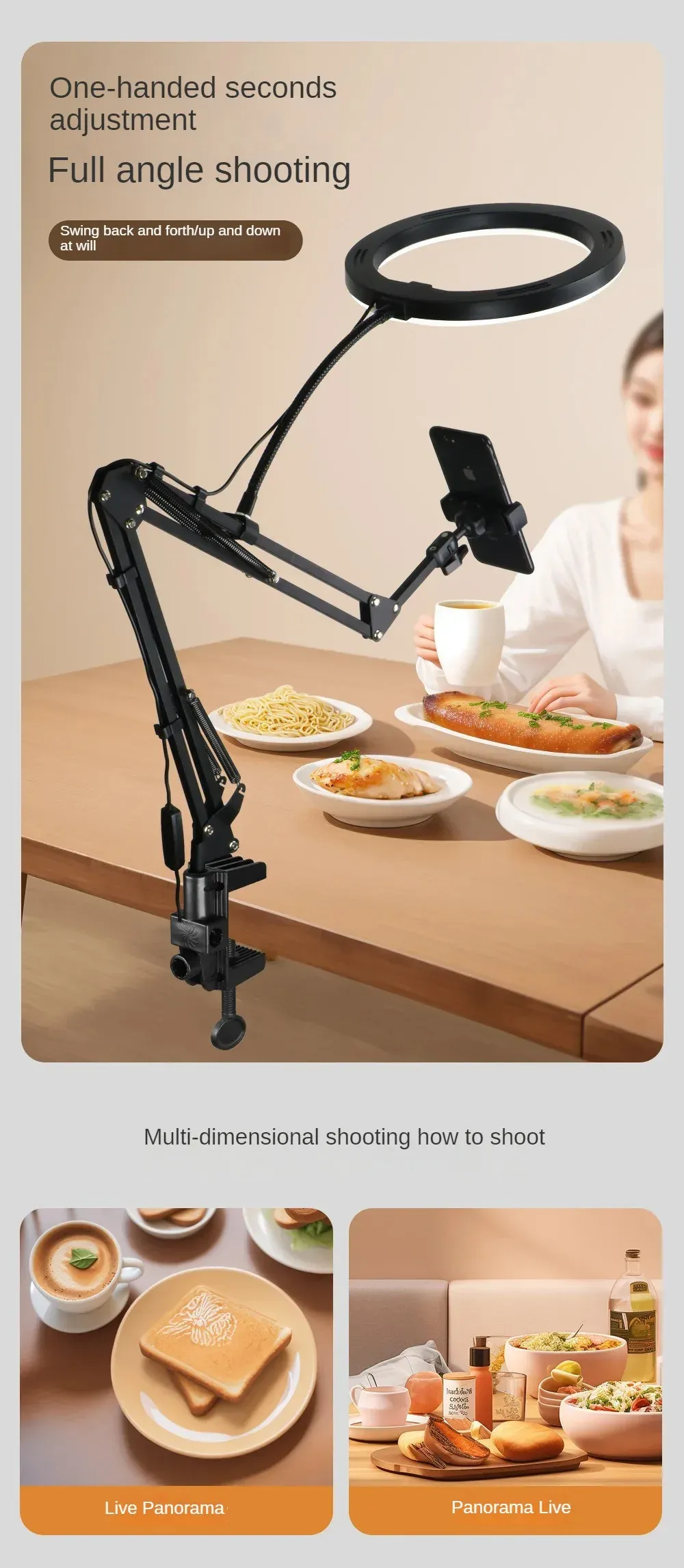 Professional Live Stand for Mobile Phones with Overhead Lighting, Fixed Shooting Camera Mount, Video Recording Selfie Stick for Content Creators showcase 5