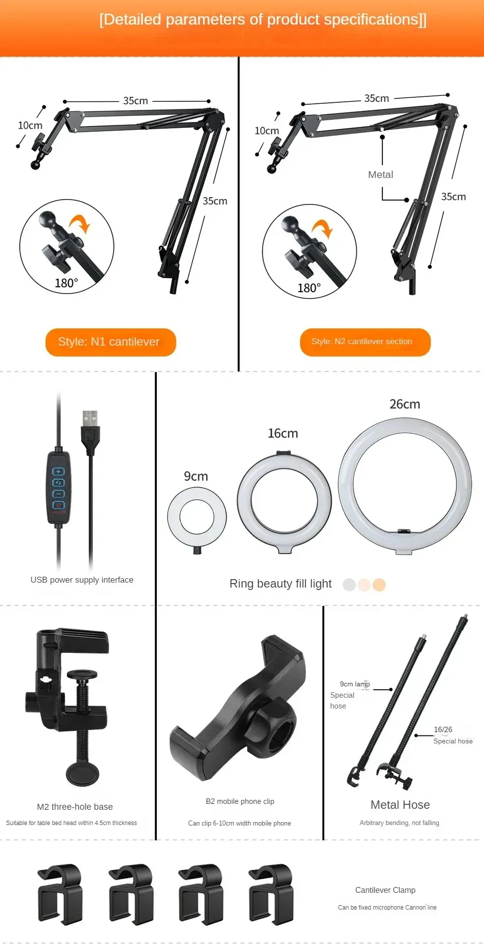 Professional Live Stand for Mobile Phones with Overhead Lighting, Fixed Shooting Camera Mount, Video Recording Selfie Stick for Content Creators showcase 1