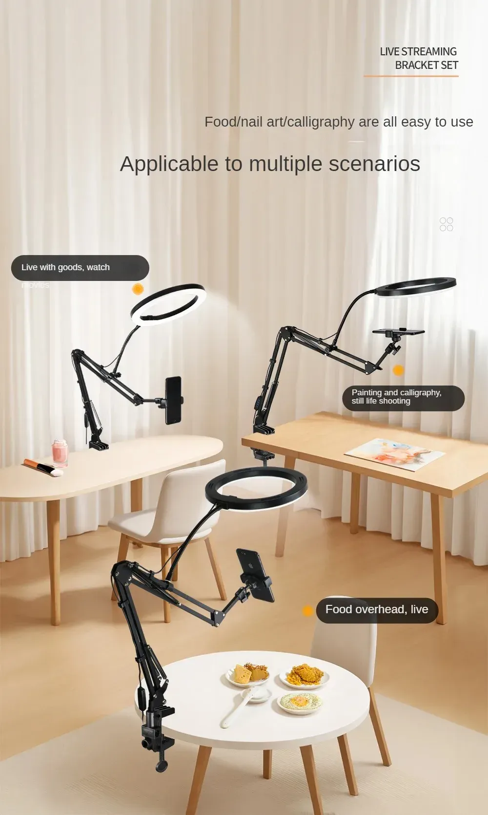 Professional Live Stand for Mobile Phones with Overhead Lighting, Fixed Shooting Camera Mount, Video Recording Selfie Stick for Content Creators showcase 3