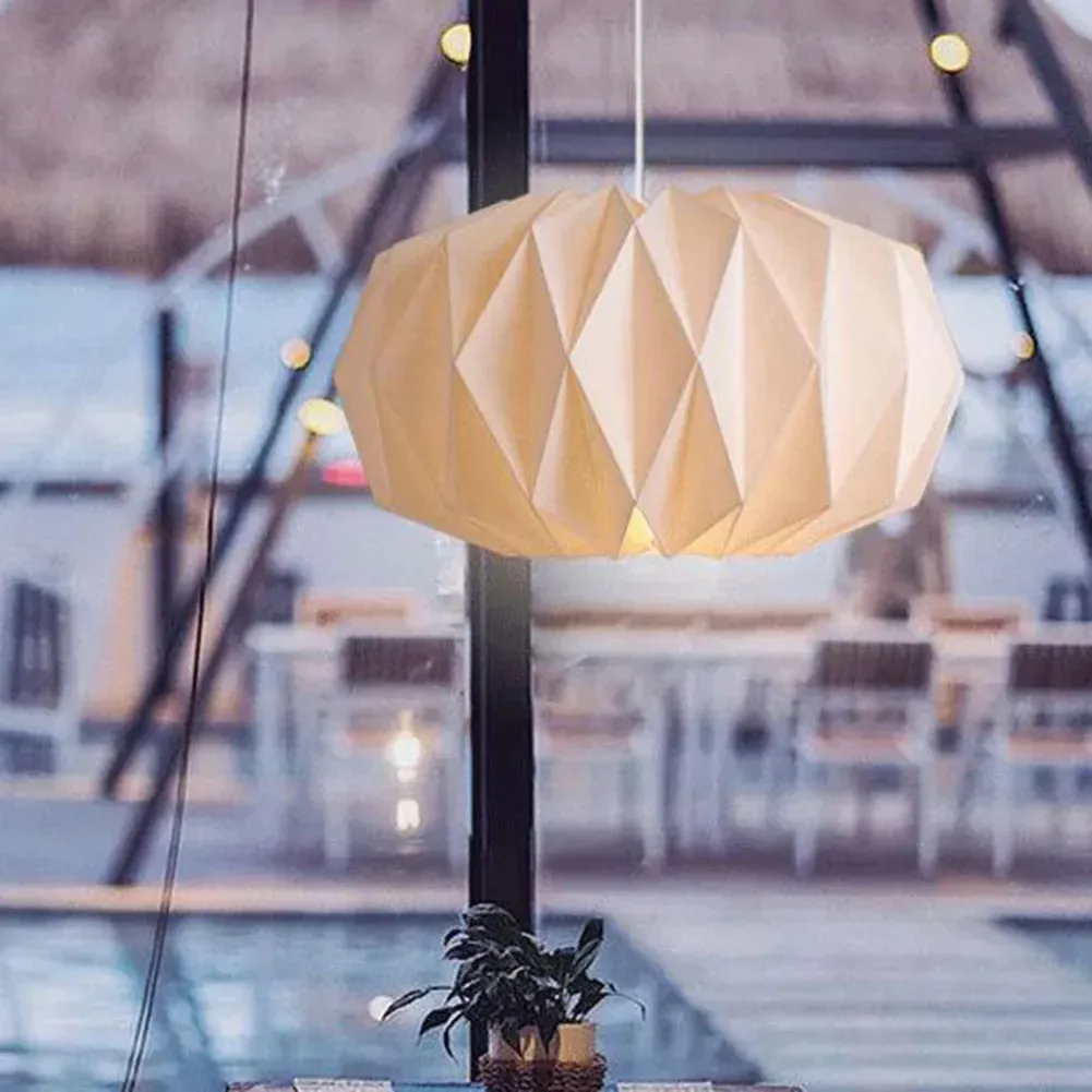 Nordic Style Origami Paper Lantern Pendant Light Shade, Creative Folding Decorative Cover for Living Room, Bedroom, Dining Area, Hotel - Elegant Scandinavian Design thumbnail 1