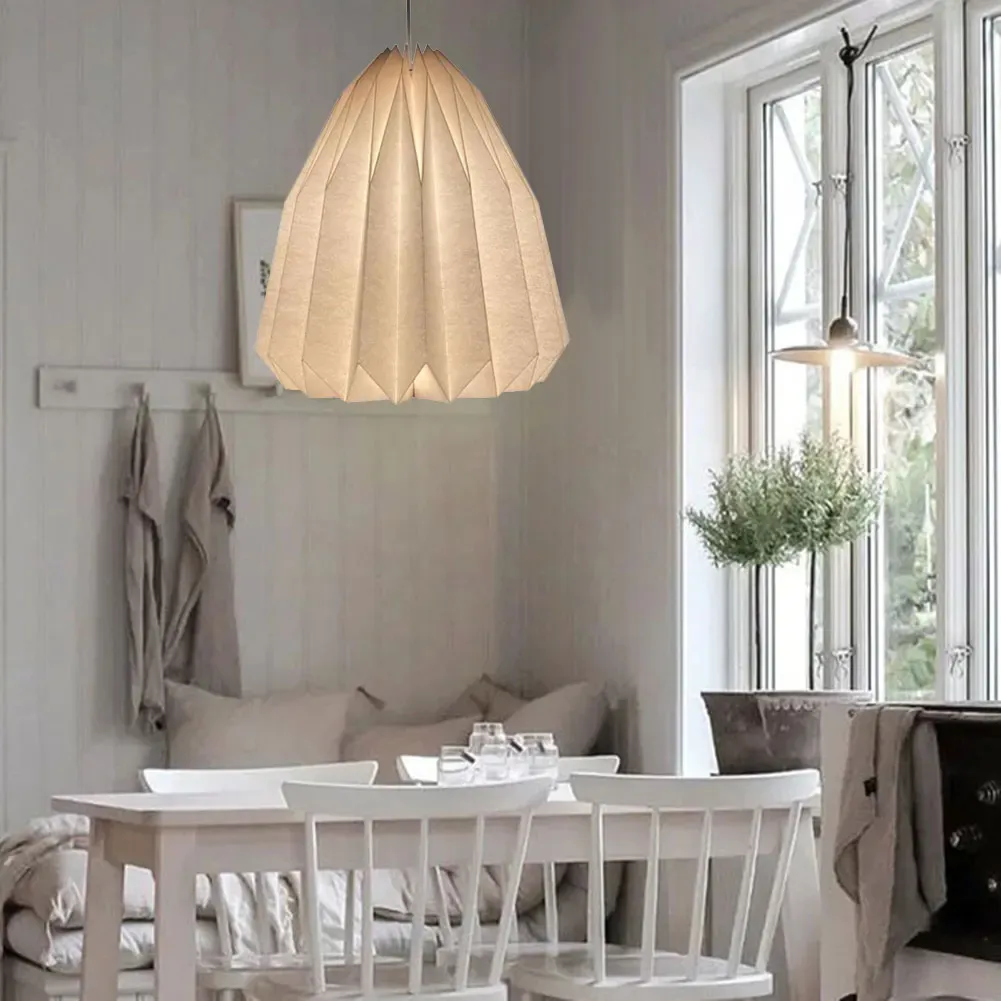 Nordic Style Origami Paper Lantern Pendant Light Shade, Creative Folding Decorative Cover for Living Room, Bedroom, Dining Area, Hotel - Elegant Scandinavian Design showcase 12