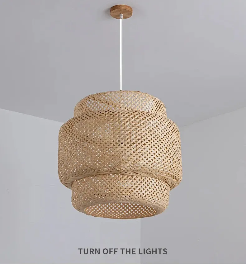 Modern Hand-Woven Bamboo Pendant Light Chandelier - 30cm Natural Bamboo Art Lantern for Dining Room, Bedroom, and Living Spaces showcase 6