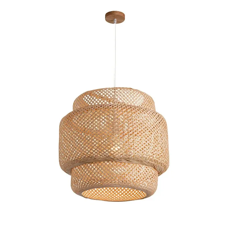 Modern Hand-Woven Bamboo Pendant Light Chandelier - 30cm Natural Bamboo Art Lantern for Dining Room, Bedroom, and Living Spaces thumbnail 3