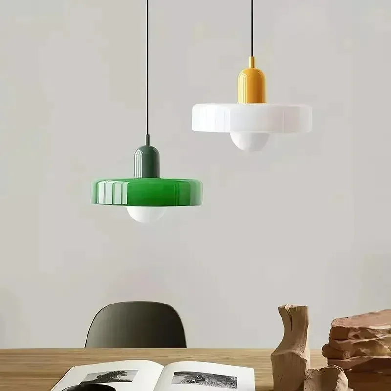 Nordic Retro Glass Pendant Light Fixture, E27 LED Chandelier for Living Room, Dining Room, Bedroom, Kitchen - D25cm, Adjustable 1.5M Wire, 5-10㎡ Area thumbnail 2