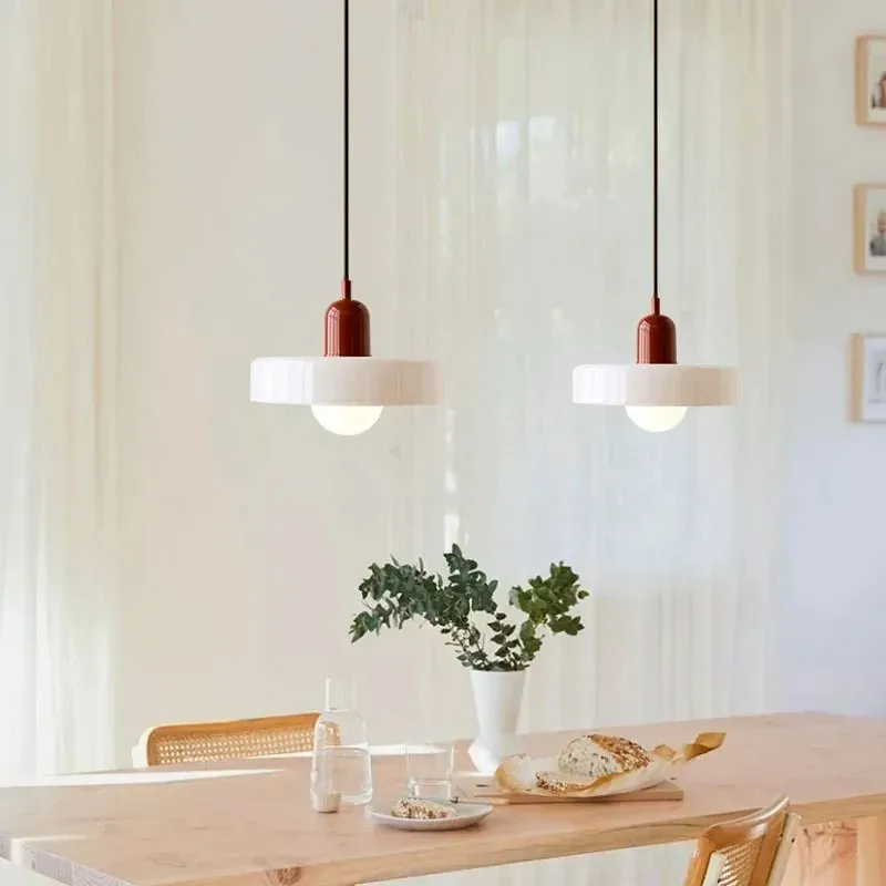 Nordic Retro Glass Pendant Light Fixture, E27 LED Chandelier for Living Room, Dining Room, Bedroom, Kitchen - D25cm, Adjustable 1.5M Wire, 5-10㎡ Area thumbnail 6