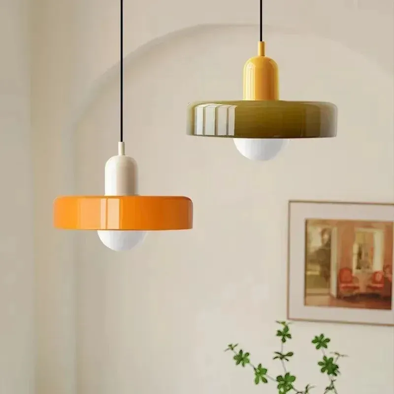 Nordic Retro Glass Pendant Light Fixture, E27 LED Chandelier for Living Room, Dining Room, Bedroom, Kitchen - D25cm, Adjustable 1.5M Wire, 5-10㎡ Area thumbnail 5