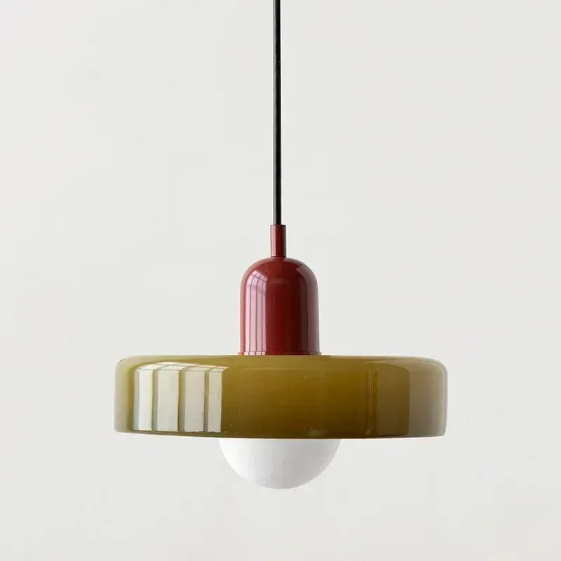Nordic Retro Glass Pendant Light Fixture, E27 LED Chandelier for Living Room, Dining Room, Bedroom, Kitchen - D25cm, Adjustable 1.5M Wire, 5-10㎡ Area showcase 30