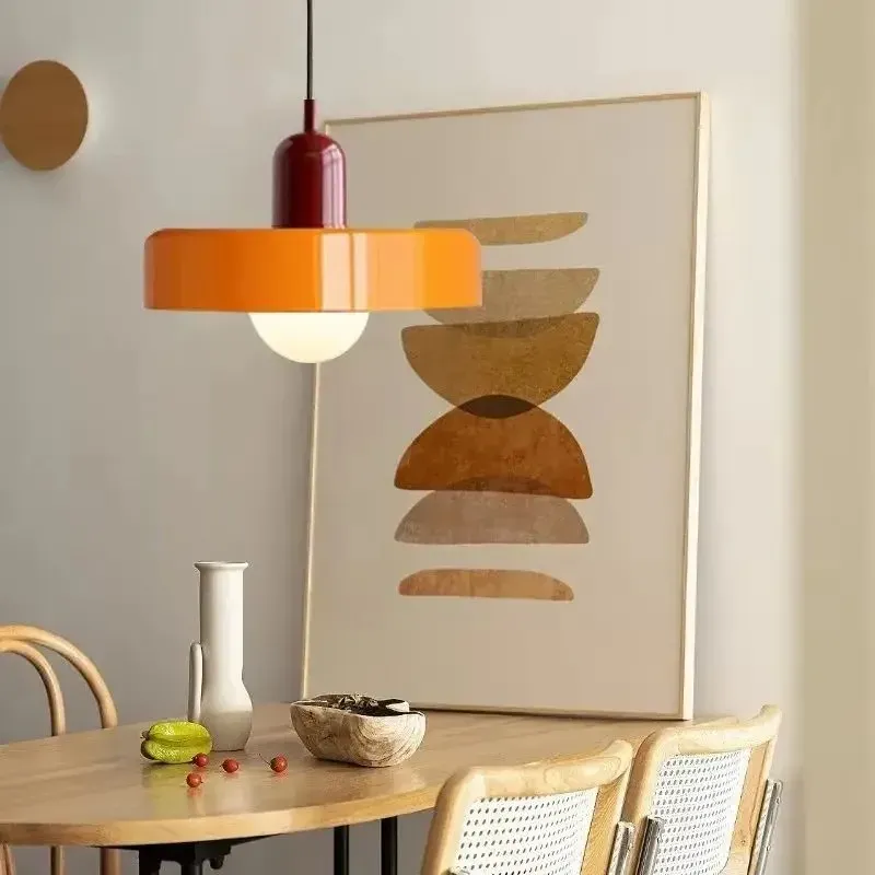 Nordic Retro Glass Pendant Light Fixture, E27 LED Chandelier for Living Room, Dining Room, Bedroom, Kitchen - D25cm, Adjustable 1.5M Wire, 5-10㎡ Area showcase 1
