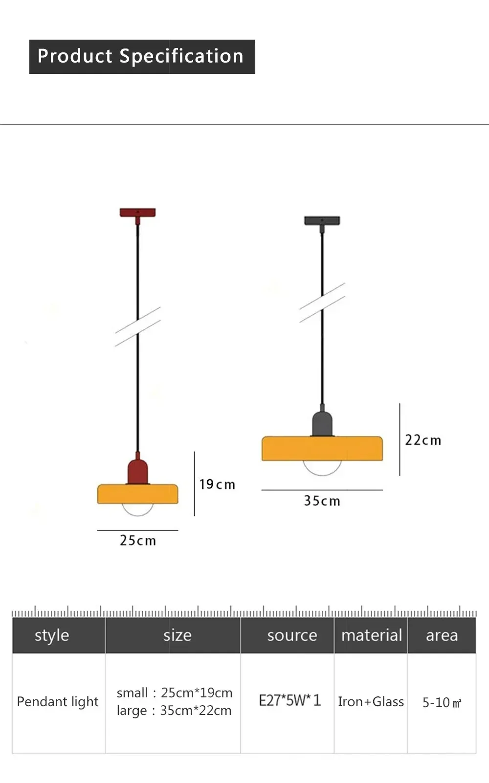 Nordic Retro Glass Pendant Light Fixture, E27 LED Chandelier for Living Room, Dining Room, Bedroom, Kitchen - D25cm, Adjustable 1.5M Wire, 5-10㎡ Area showcase 10