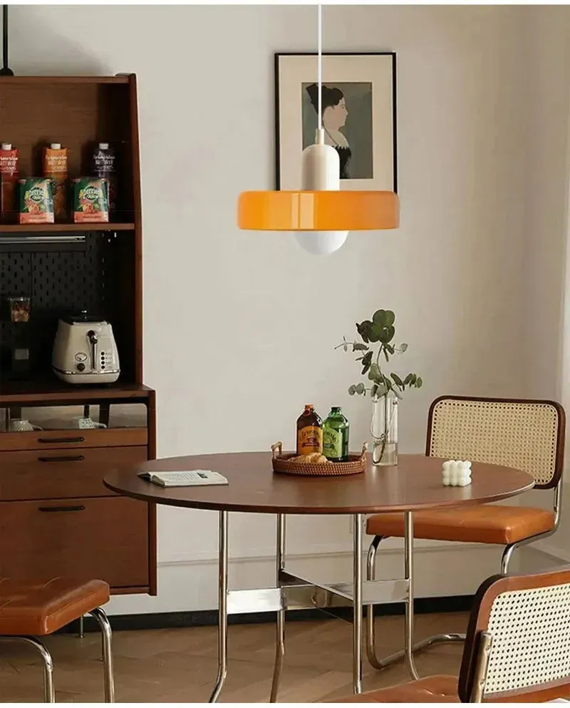 Nordic Retro Glass Pendant Light Fixture, E27 LED Chandelier for Living Room, Dining Room, Bedroom, Kitchen - D25cm, Adjustable 1.5M Wire, 5-10㎡ Area showcase 12