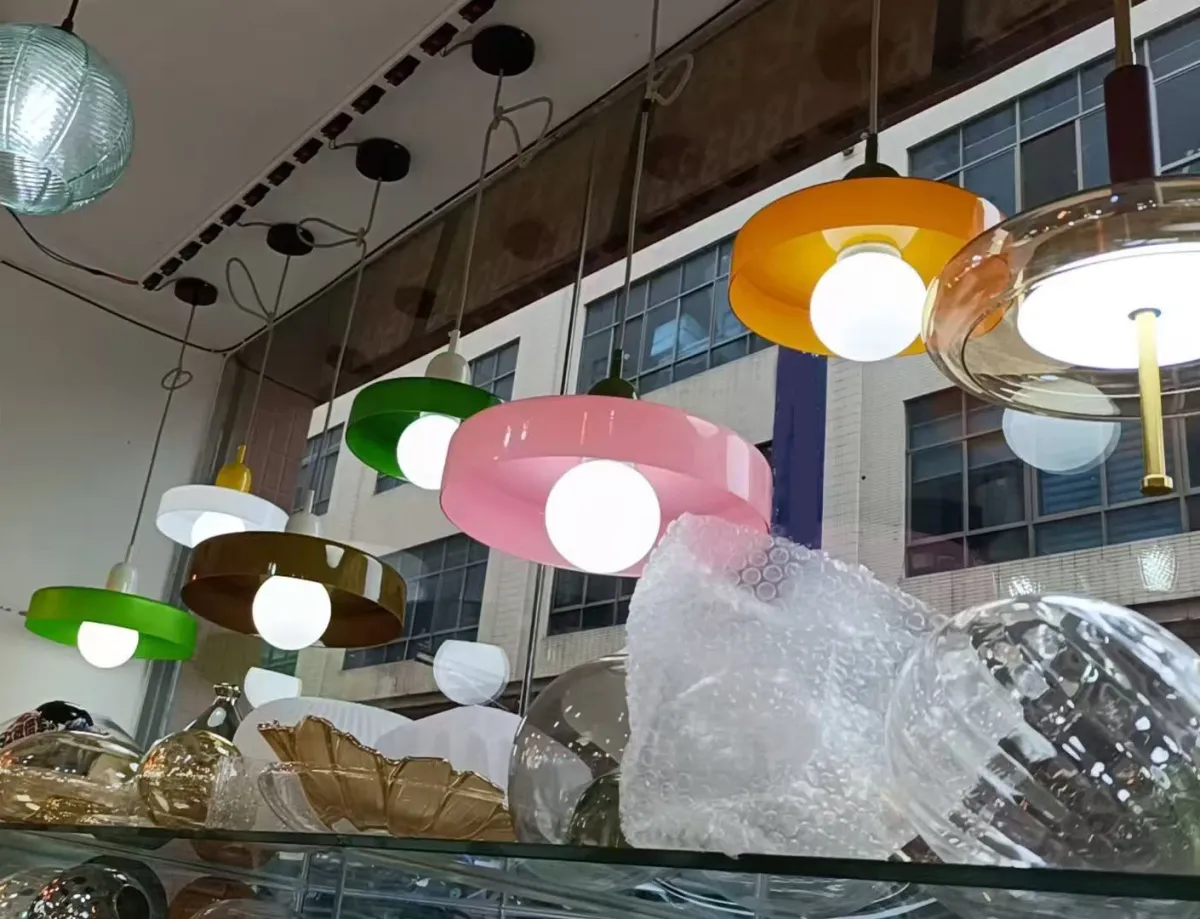 Nordic Retro Glass Pendant Light Fixture, E27 LED Chandelier for Living Room, Dining Room, Bedroom, Kitchen - D25cm, Adjustable 1.5M Wire, 5-10㎡ Area showcase 3