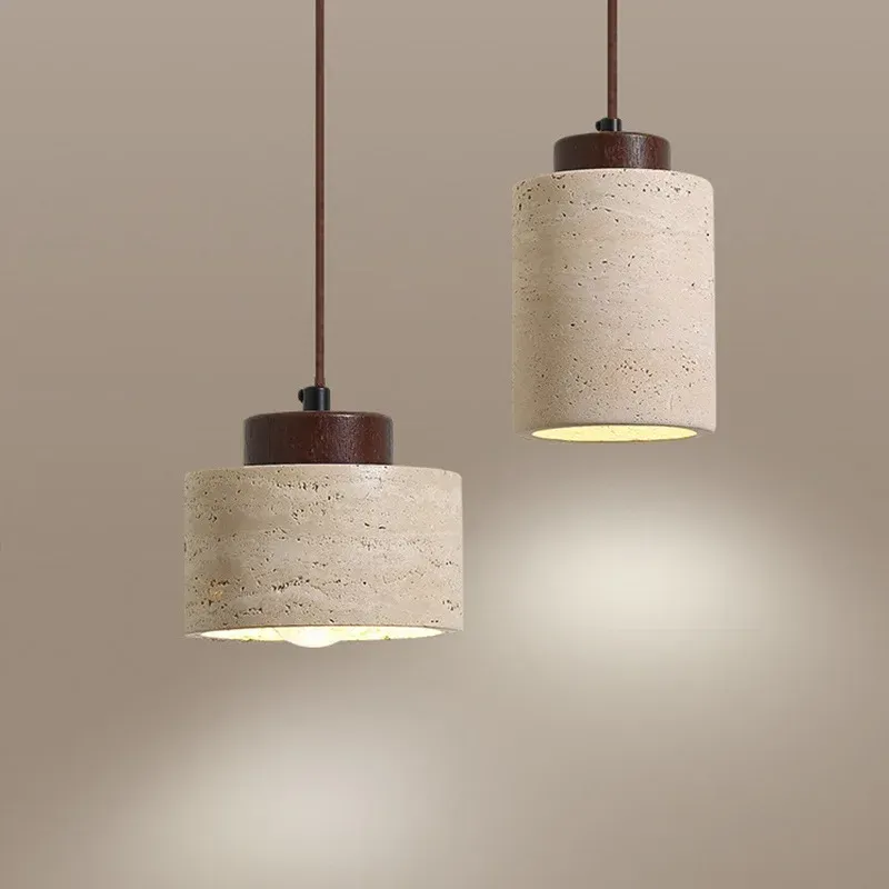Wabi-Sabi Japanese Modern Designer Bedside Chandelier Light - Yellow Cave Stone Hanging Pendant Lamp for Bedroom, Bar, B&B, and Home Decor thumbnail 1