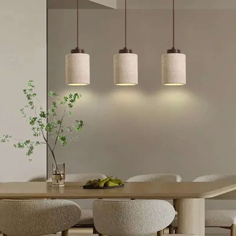 Wabi-Sabi Japanese Modern Designer Bedside Chandelier Light - Yellow Cave Stone Hanging Pendant Lamp for Bedroom, Bar, B&B, and Home Decor thumbnail 2