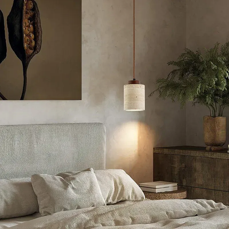 Wabi-Sabi Japanese Modern Designer Bedside Chandelier Light - Yellow Cave Stone Hanging Pendant Lamp for Bedroom, Bar, B&B, and Home Decor showcase 7