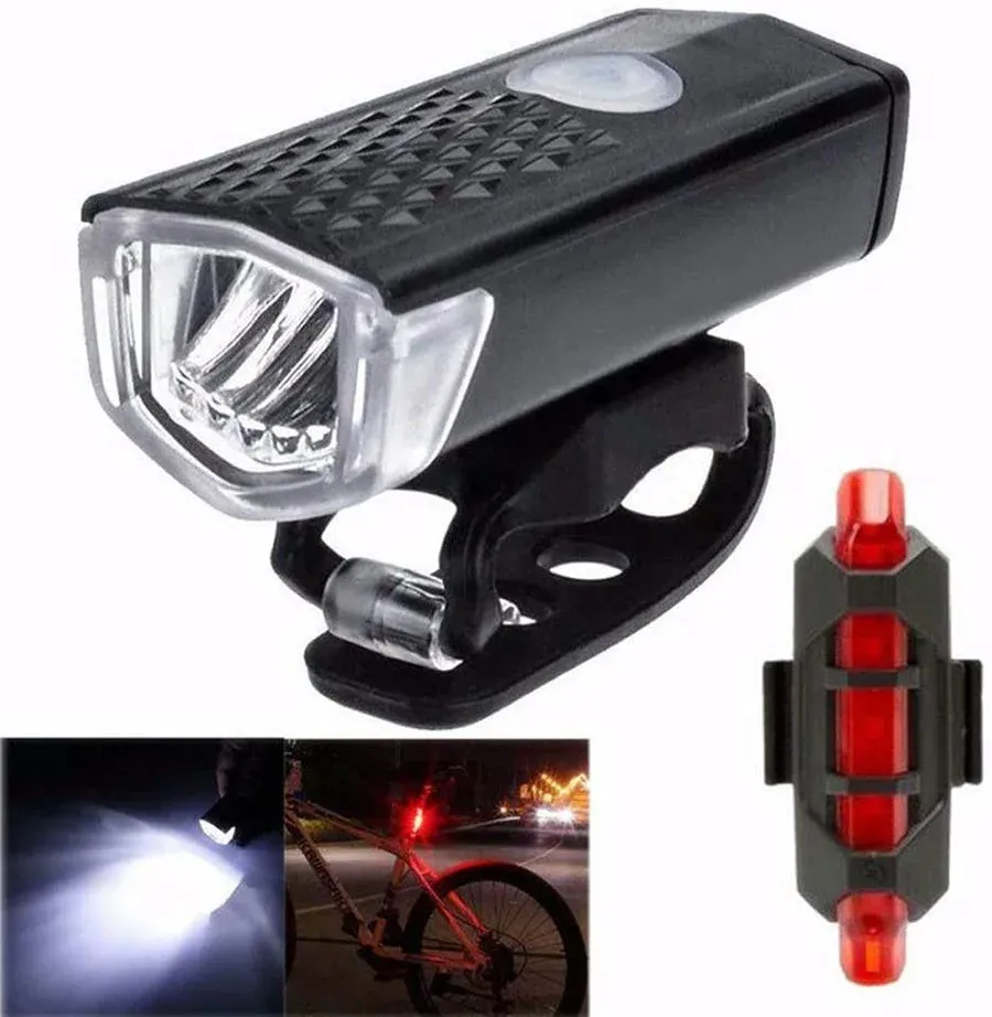 USB Rechargeable Bike Light Set: MTB Front Headlight & Rear Taillight, 300lm Red LED, Multiple Modes, Cycling Safety Flashlight for Night Riding showcase 10