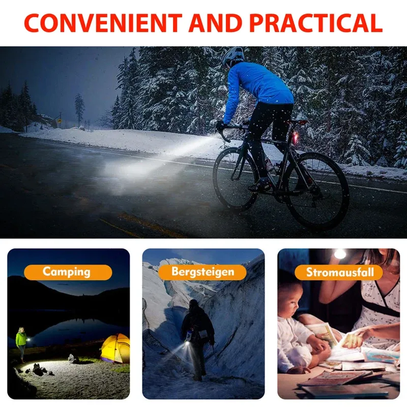 USB Rechargeable Bike Light Set: MTB Front Headlight & Rear Taillight, 300lm Red LED, Multiple Modes, Cycling Safety Flashlight for Night Riding showcase 8