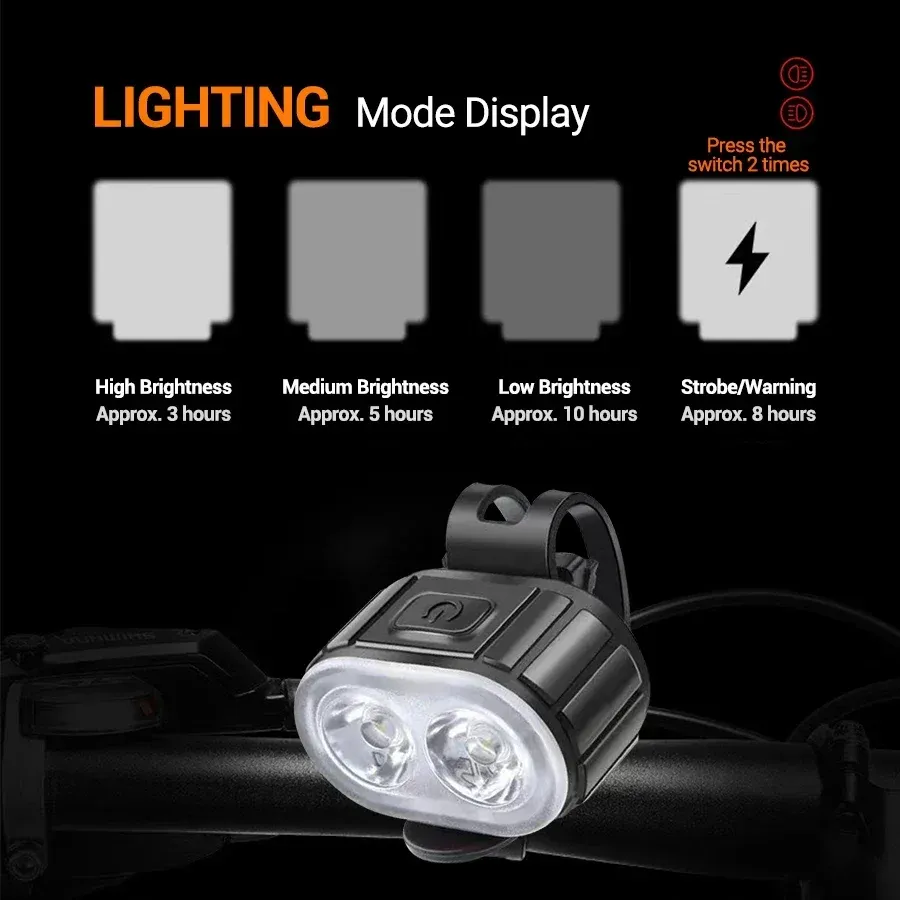 Rechargeable LED Bicycle Light Set - Front Headlight & Rear Taillight, IPX4 Waterproof, USB Type-C Charging, 4 Modes for Night Riding, Mountain & Road Bikes showcase 5